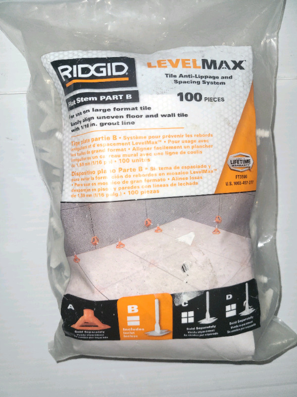 RIDGID  Level Max  Flat Stem  Part B 100- Pieces Spacing  dans Planchers et murs  à Ville de Montréal