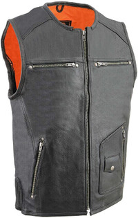 NEW Milwaukee Leather Vest Side Stretch Flex size(3XL,5XL) BLACK