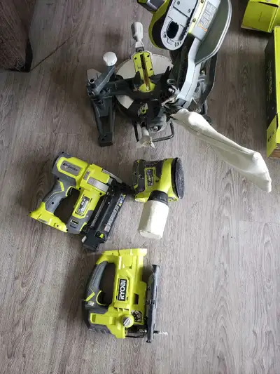 Ryobi power tools: mitre saw , Jig, saw, sander,nailer, View more