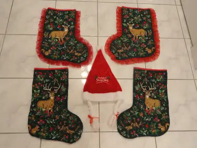 4 CHRISTMAS STOCKINGS HAND CRAFTED, View more
