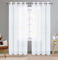 Utopia Bedding Sheer Curtains 2 Panel Set 54 x 84 inches, White
