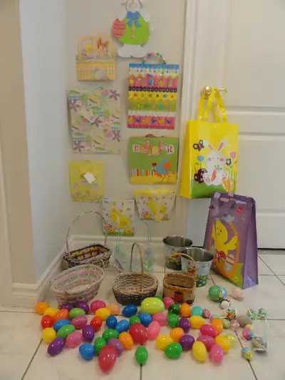EASTER ITEMS - BASKETS, GIFT BAGS, BUNNY DECOR, EGG SHAPES, MORE, View more