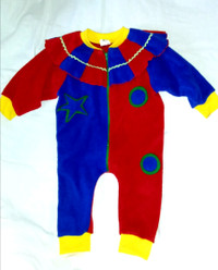 Clown/Jester One-Piece Zip Fleece Pajamas Size 3T Pyjamas,Unisex