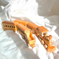 Vintage Handmade Wood Train 6 Pieces