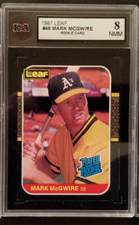 MARK MCGWIRE ROOKIE CARD + 1987 LEAF BASEBALL + GRADED KSA 8