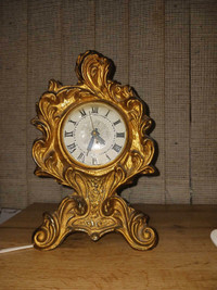 Gold Vintage Lanshire Electric Mantle Clock