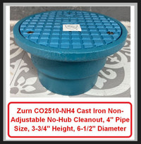 (NEW) Zurn 4" Cast Iron Non Adj No Hub Cleanout 3-3/4"H 6-1/2"D