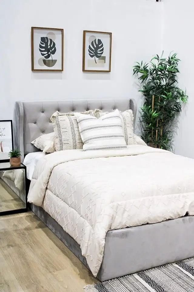 King Bed Frames with Upholstered Headboard, No Box Spring Needed64520010538499120