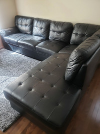 Free black flux leather sectional sofa