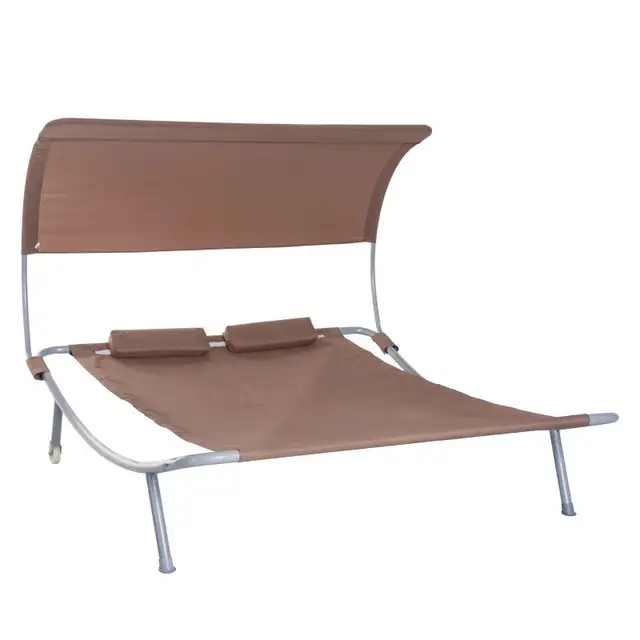 79" Outdoor Lounge Chair with Canopy, Double Chaise Lounger Hamm in Patio & Garden Furniture in Markham / York Region - Image 3