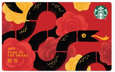 STARBUCK's 2025 "Year of the Snake"Gift Card + Envelope - NEW!, View more