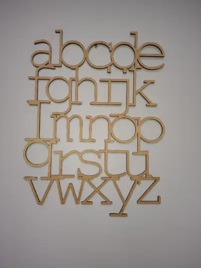 Lower case alphabet letters. Approximately 15" x 20".