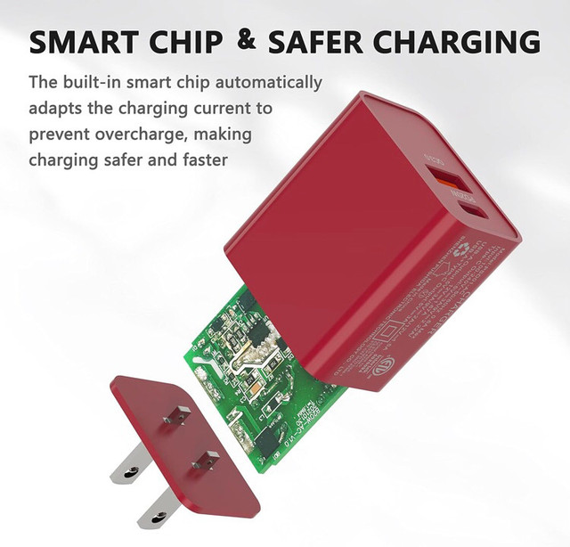 USB C Fast Charger 20W PD + QC3.0 Dual Port Type C and Type A in General Electronics in Saskatoon - Image 3