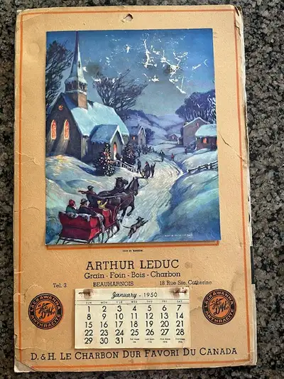 Calendrier (Calendar) 1950 Arthur Leduc Beauharnois, View more