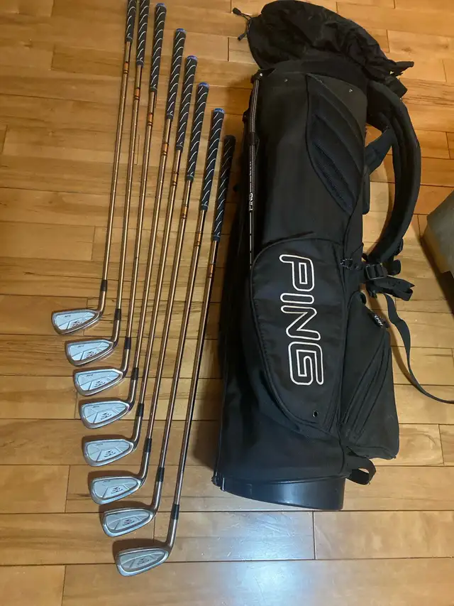 LH Mizuno T-Zoid Sure Irons 3-9+PW and golf bag62864364837761127