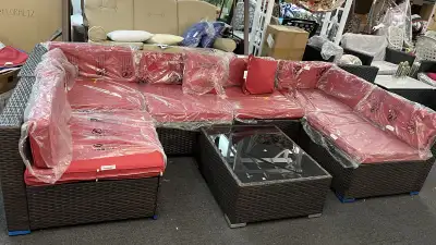 7pc rattan wicker sectional patio set, View more