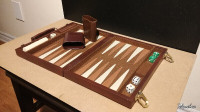 Backgammon en Vinyle Brun Marbré