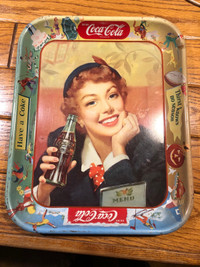 Vintage Original 1950s Coca Cola Girl Metal Tray