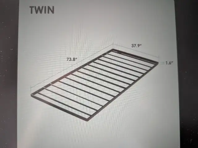 Planche de sommier en métal 1,6 po (Mellow) Twin Metal Bed Frame in Beds & Mattresses in Longueuil / South Shore - Image 3