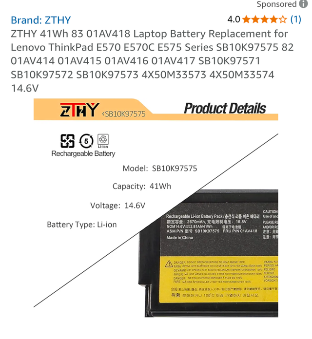 Rechargeable batteries for Lenovo laptops (2) in General Electronics in Oshawa / Durham Region - Image 3