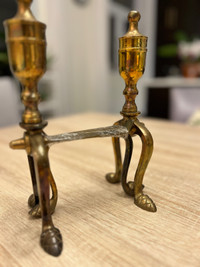 Sturdy Pair of Victorian Brass Andirons or Fire Dogs