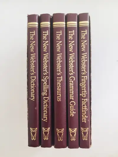 The New Webster's Deluxe Desk Reference Library Set of 5 Hardcover Volumes for quick reference: Dict...