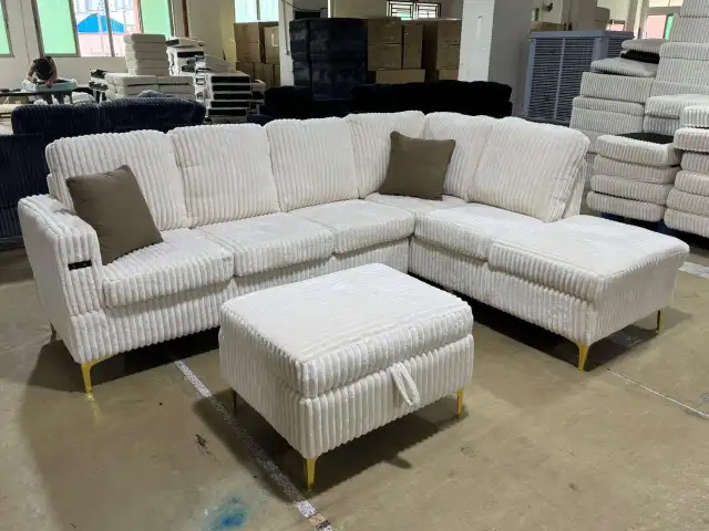 Corduroy Sectional Sofa in Couches & Futons in Vancouver - Image 3