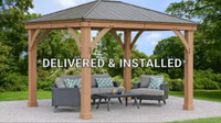 12x12 Wood Gazebo with   Aluminum  Roof - Installed