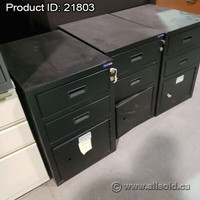 Black Storage Vertical Pedestal Cabinet Safe w/ Drawers, Door