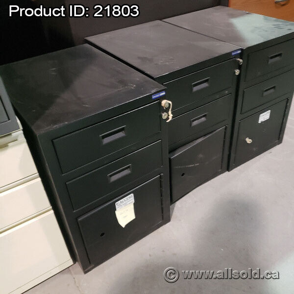 Black Storage Vertical Pedestal Cabinet Safe w/ Drawers, Door in Storage & Organization in Calgary