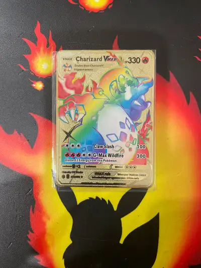 Charizard Vmax, gold (metal card) , View more