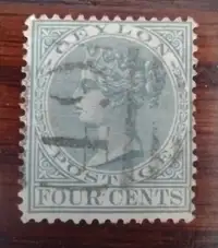 1872 Ceylon 4¢ Queen Victoria Stamp