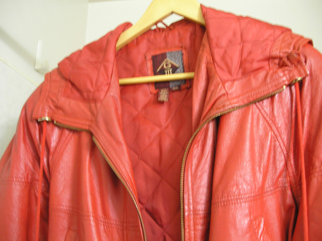 Red Leather Coat in Women's - Tops & Outerwear in Saskatoon - Image 4