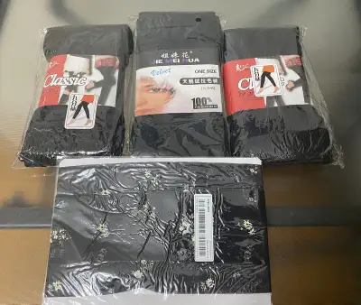 Condition New in Package 3 Black Leggings and 1 black flowers pantyhose ***ASKing $35 for ALL 4 FIRM...