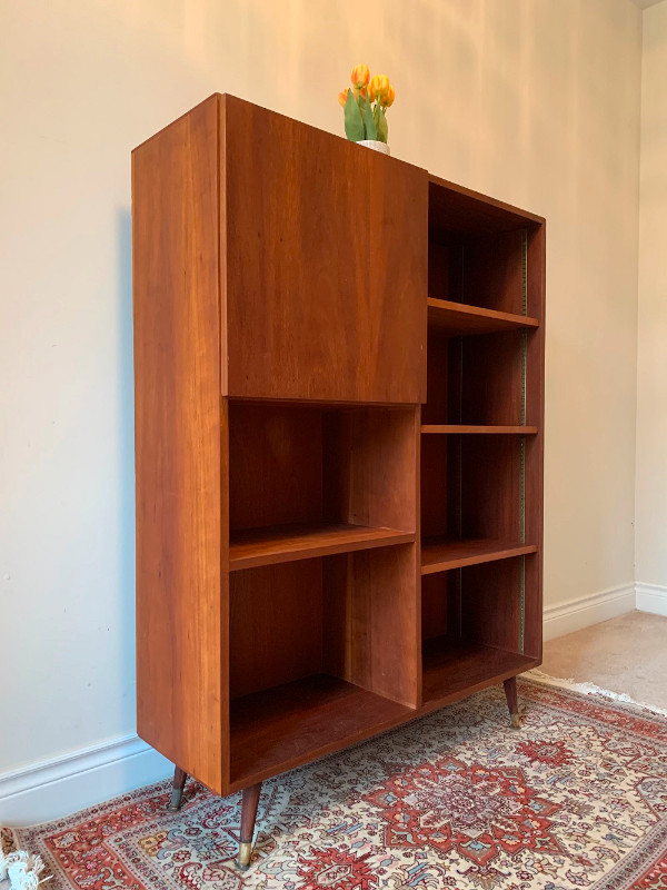 Teak mid century modern wall display unit / / bookcase