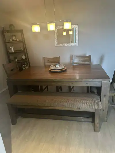 dining table with chairs and bench, View more