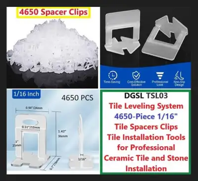 (NEW) DGSL ‎TSL03 Tile Leveling  Spacer Clips 4650 Pieces 1/16", View more