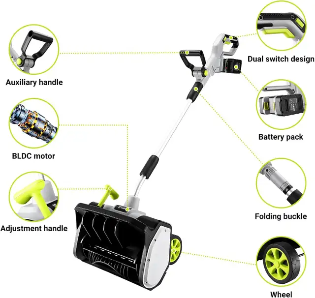 Electric Snow Shovel with LED Light, 40V Cordless Blower, 17-Inc in Snowblowers in Mississauga / Peel Region - Image 8