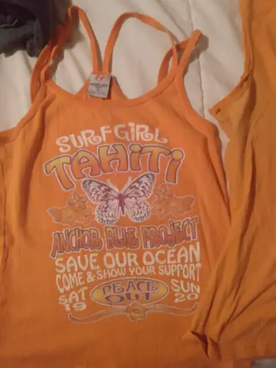 Orange tank top and string top, View more