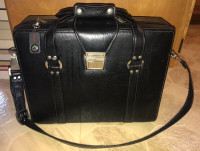 Vintage Marsand Black Leather Brief Hard Case Camera Padded