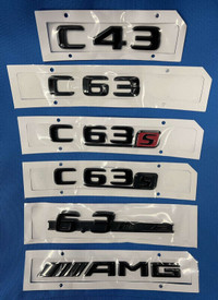 Mercedes Benz Gloss Black Badges Logos AMG C43 C63 G63 BiTurbo