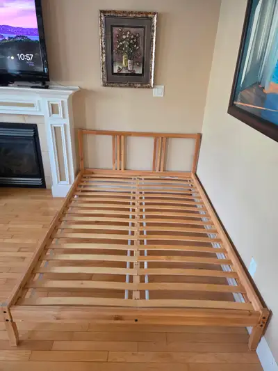 Double Size IKEA FJELLSE Wood Bedframe With Slats Dropoff Extra, View more