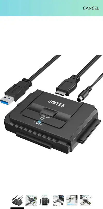 Unitek USB 3.0 to IDE and SATA Converter External Hard Drive Adapter Kit for Universal 2.5/3.5 HDD/S...
