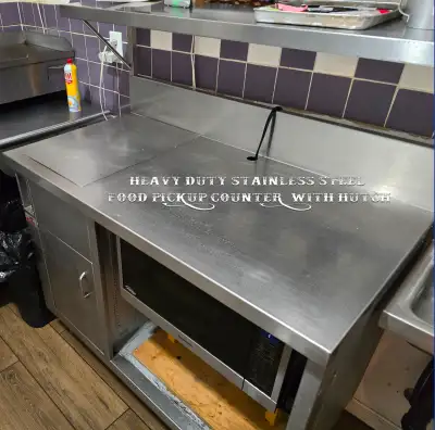 Top quality, heavy grade stainless steel tables, stainless steel Food pickup/prep table with hutch,...
