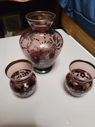 VIntage silver overlay vases set of 3, View more