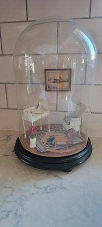 cloche verre antique glass cloche with miniatures inside