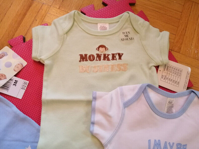 NEW: Set of 4 Baby Essentials Bodysuits (2 x 3 mths, 2 x 9 mths) in Clothing - 6-9 Months in Mississauga / Peel Region - Image 2