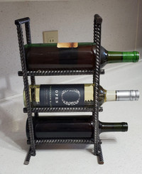 Handmade stand-alone industrial style 3 bottle wine rack