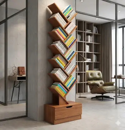 Retro Wood Floor-Standing Bookcase for Small Spaces40$, View more