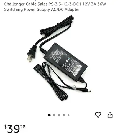 Challenger Cable PS-2.5-12-3DAC, 12 Volt DC 3 Amp Power Supply, View more